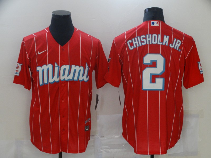 Marlins 2 Jazz Chisholm Jr. Red 2021 City Connect Cool Base Jersey,We sell and wholesale Marlins 2 Jazz Chisholm Jr. Red 2021 City Connect Cool Base Jersey on line form chian!